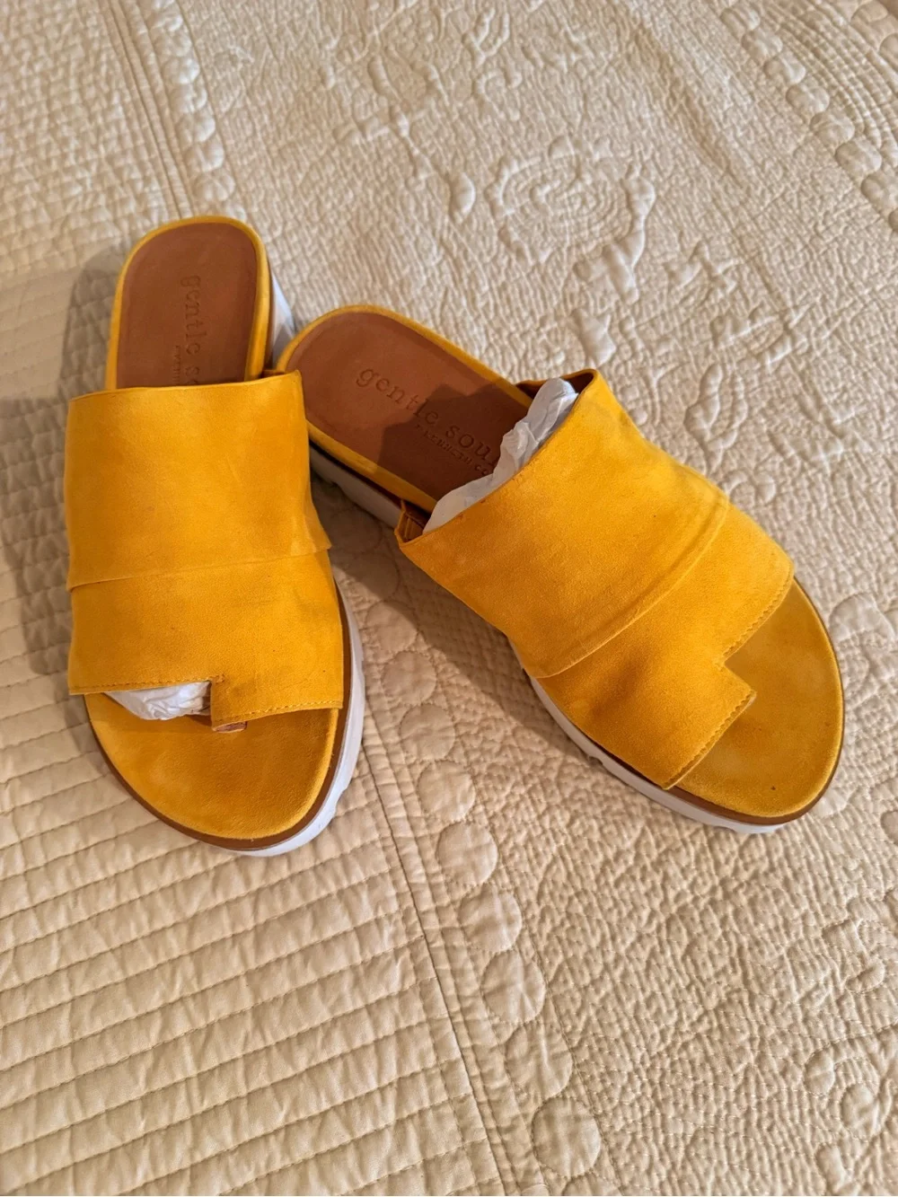 Gentle Souls Yellow Suede Slip-On Sandal